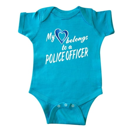 

Inktastic My Heart Belongs to a Police Officer with Blue Heart Gift Baby Boy or Baby Girl Bodysuit