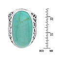thumbnail image 4 of Bold Large Oval Green Turquoise .925 Silver Intricate Heart Filigree Ring-7, 4 of 5