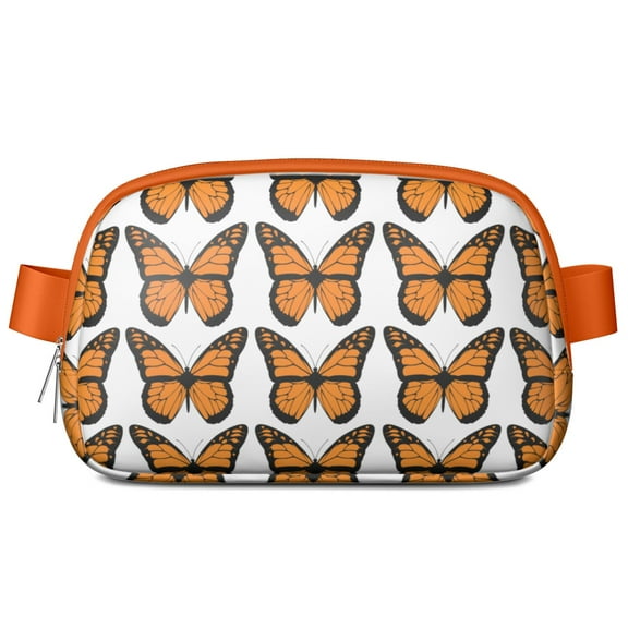 Aesthetic Butterfly Print Belt Bag – Cute Crossbody Waist Pack for Women with Tropical Flowers Pattern, Colorful & Fashion-Forward Travel Fanny Bag