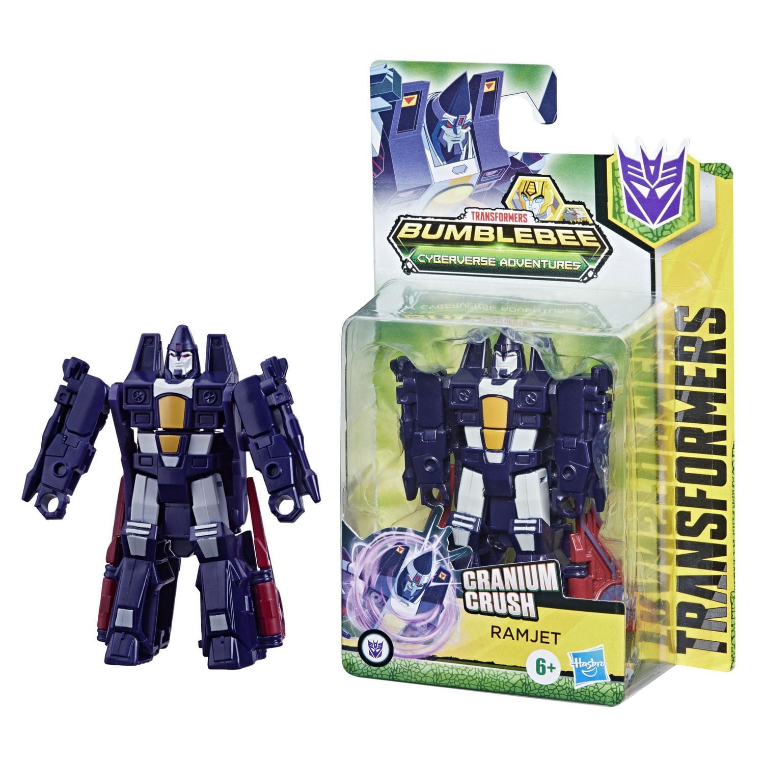 Transformers Bumblebee Cyberverse Adventures Action Attackers Dinobots Unite Scout Class Ramjet Action Figure, Cranium Crush, 3.75-inch