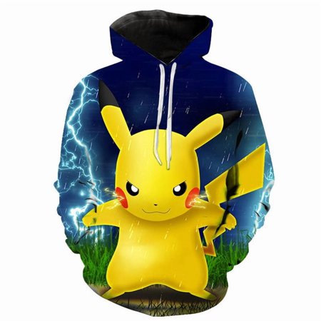 2025 European and American Cartoon and Anime Pikachu and Pokémon 3D Digital Printed Hoodie/Pokémon Pullover