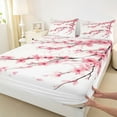 thumbnail image 3 of jejeloiu Cherry Blossom Twin Sheet Sets,Japanese Floral Twin Fitted Sheet,White Pink Flat Sheet For Girls Kids,Luxury Bedroom Decor,3 Pieces, 3 of 7