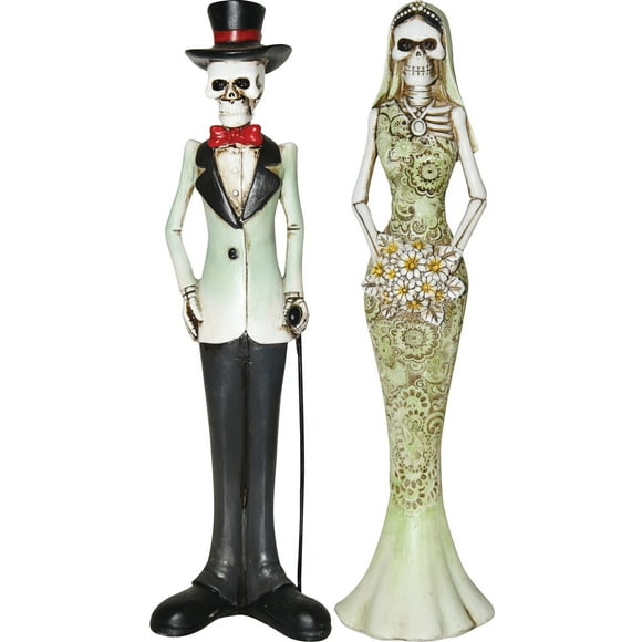 Skeleton Couple Bride & Groom Wedding Cake Topper Resin Figurine