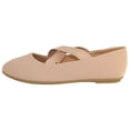 thumbnail image 2 of Forever Women Mary Jane Flats Elastic Cross Strap Round Toe Comfort Dress Ballet Shoes CLARE-33 Nude Beige Taupe Nubuck Suede 5, 2 of 5