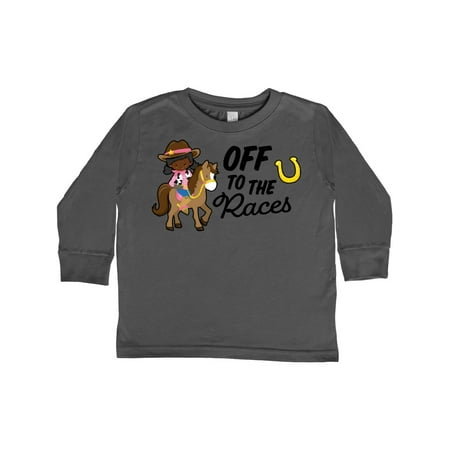 

Inktastic Off To The Races with Cowgirl on Horse Gift Toddler Toddler Girl Long Sleeve T-Shirt