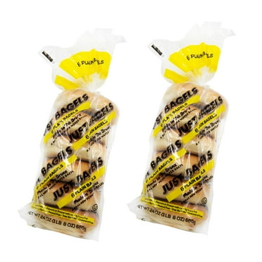 Just Bagels - Plain Bagels - 12 Count (2 six packs), 24oz Bag - Non-GMO - All Natural - NY Bagels