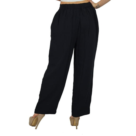 Bimba Women Gergette Palazzo Pants Elastic Waist Casual Clothing