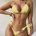 thumbnail image 2 of Cathalem Swimsuits for Women Women Two Piece Swimsuit Sexy Swimwear Halter String Triangle Bikini Sets (Yellow,S), 2 of 9