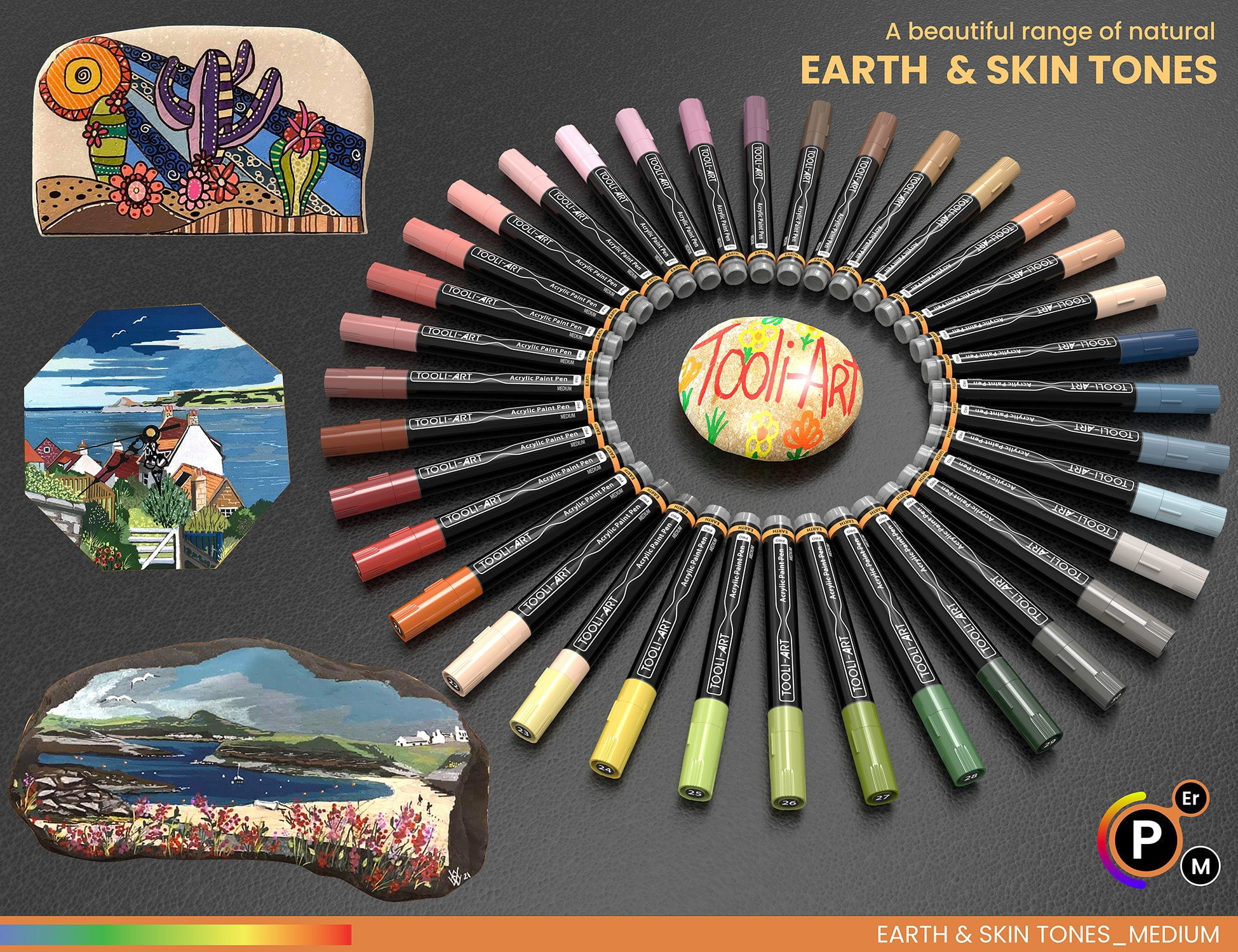 36 Acrylic Paint Pens Skin and Earth Tones (Pro Color Series Marker Set) (3mm MEDIUM)