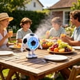thumbnail image 6 of PoyoKee Small Desk Fan, Colorful LED Football Design Table Fan for Indoor Outdoor, 5 Speed Strong Wind Mini Fan for Bedroom, Portable Fan - White, 6 of 7