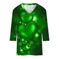 thumbnail image 5 of BLVB Womens 3/4 Sleeve Tshirt St Patricks Day Tees Shirt Shamrock Tops Casual V Neck Blouse Tops Green 7, 5 of 5