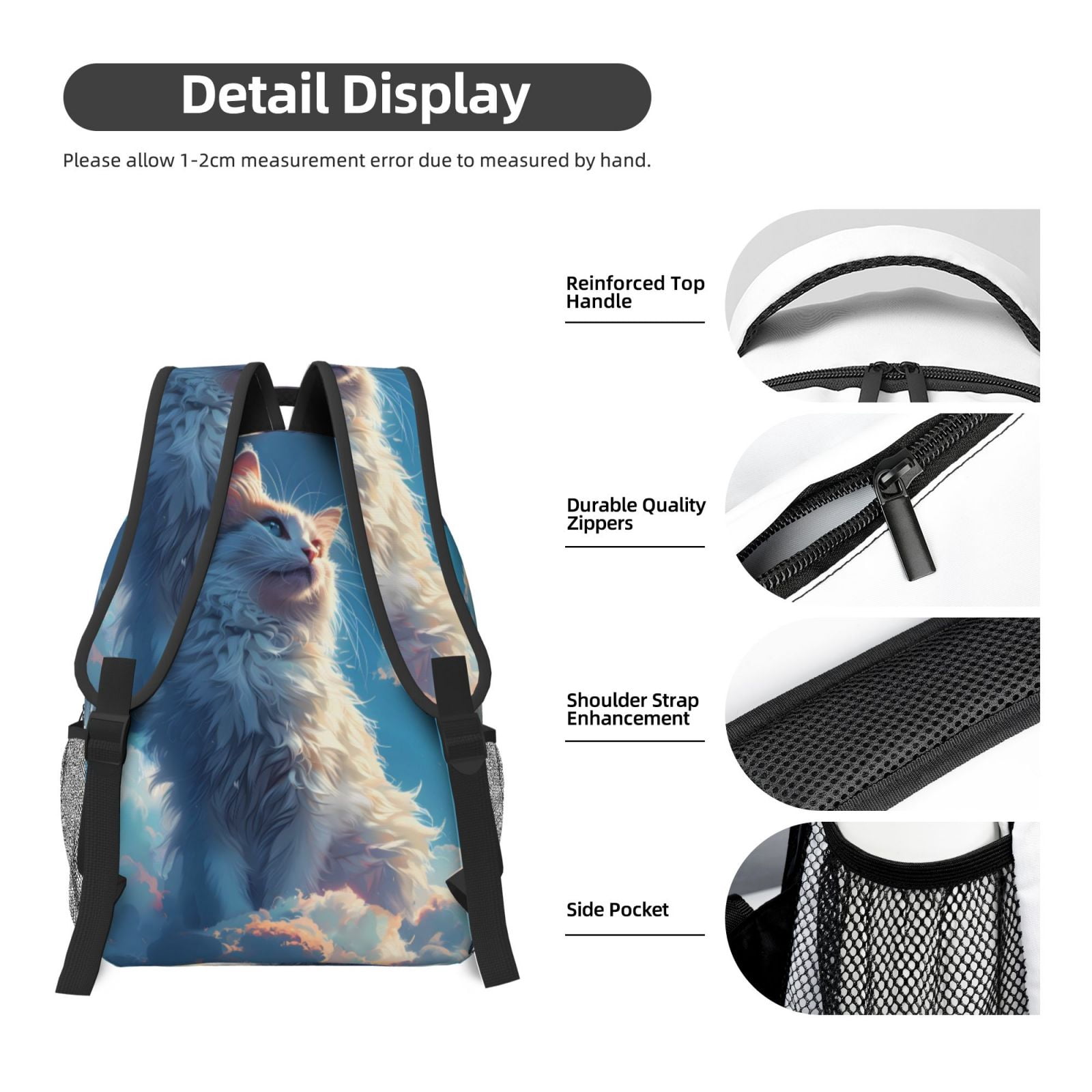 Xecao Clear Sky Blue Cat Travel Backpack: A spacious, stylish computer backpack ideal for men and women, perfect for college, school, or daily travels