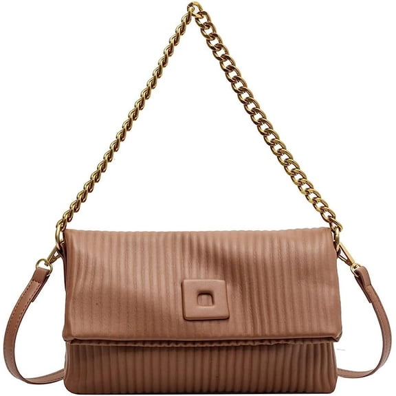 Kukuzhu Crossbody Bag Purse for Women Chain Shoulder Bag Mini Tote Bag Handbags Fashion Pleated Square Bag Casual Hobo Bag for Women
