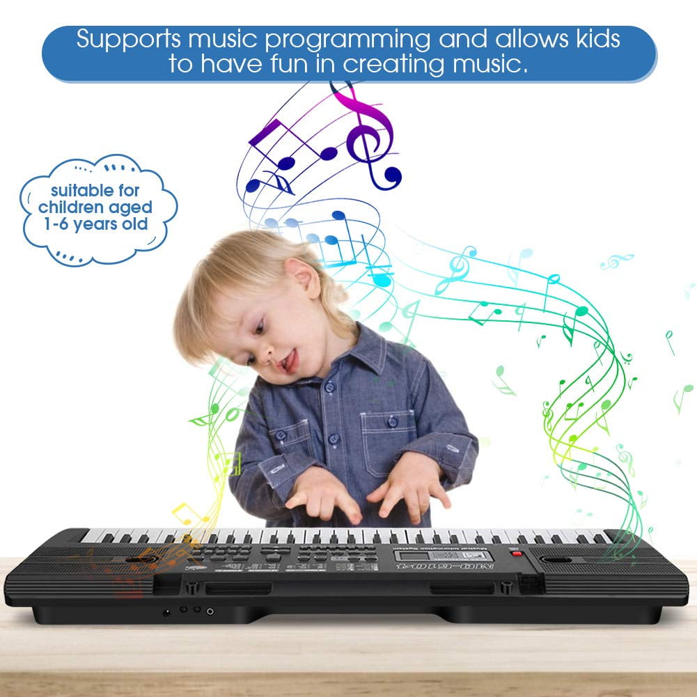 Portable USB Electronic Keyboard Piano with Microphone Music Stand 61 Keys Electronic Digital Piano for Gift