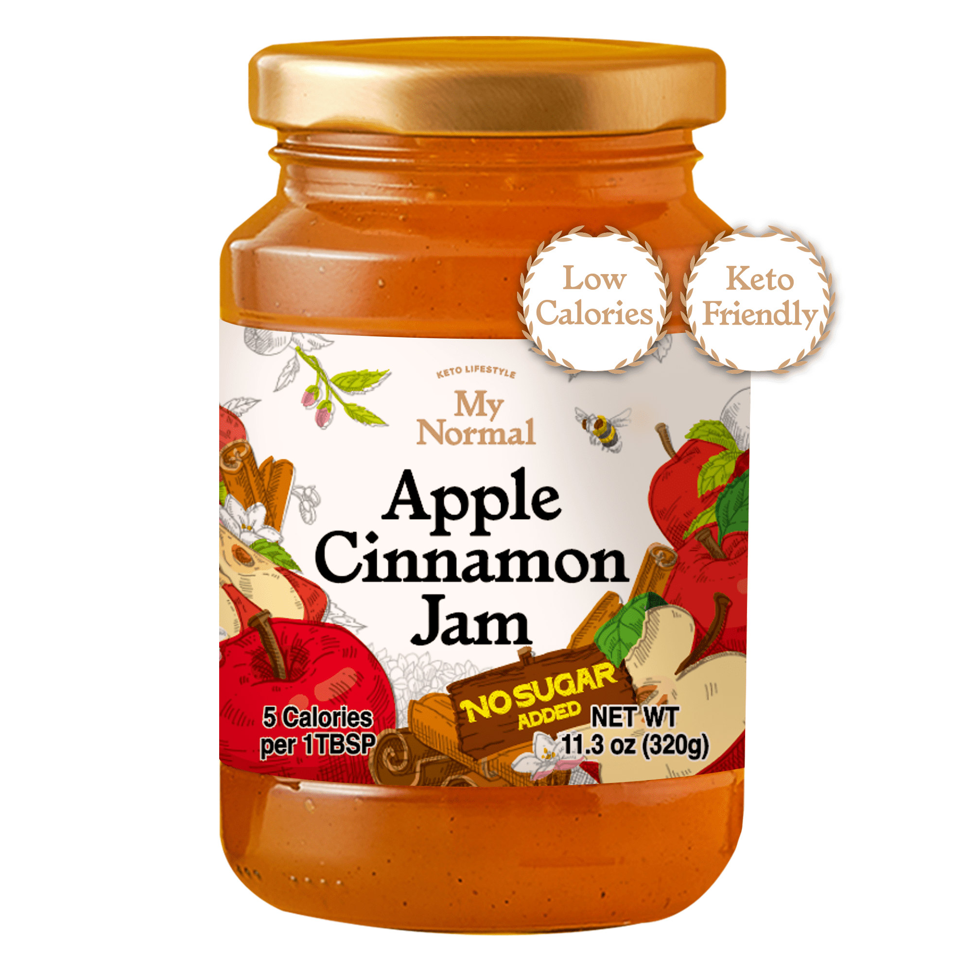 My Normal Low Calorie Apple Cinnamon Jam, 320g, Allulose, All