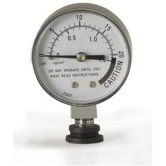 Presto Steam Gauge Bourdon Tube Analog - 15 PSI Pressure Rating - 22 Qt, Black Rubber Adapter