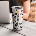 thumbnail image 4 of 20oz Tumblers Halloween Leopard Print Ghosts Bats and Pumpkins Stainless Steel Vacuum Insulated Double Wall Travel Tumbler Cups Mug with Lid and Straw,Cleaning Brush for Cold & Hot Drinks, 4 of 7