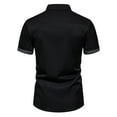 thumbnail image 3 of WREESH Men's Casual Button Down Shirts with Spliced Sleeve Turn Down Collar, Color Matching Short Sleeve Cardigan Black, 3 of 9