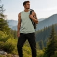 thumbnail image 4 of UDAUDU Mens Workout Tank Tops Sleeveless Muscle Comfort Shirt Athletic Gym Summer Running Beach Loose Fit T Shirts Light Green L, 4 of 6