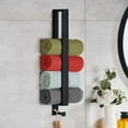 thumbnail image 3 of Toallero de acero inoxidable Lolypot, toallero sin taladrar, toallero de invitados autoadhesivo, toallero de baño adhesivo, toallero para invitados, toallero de 50 cm con ganchos para baño (negro, 50, 3 of 5