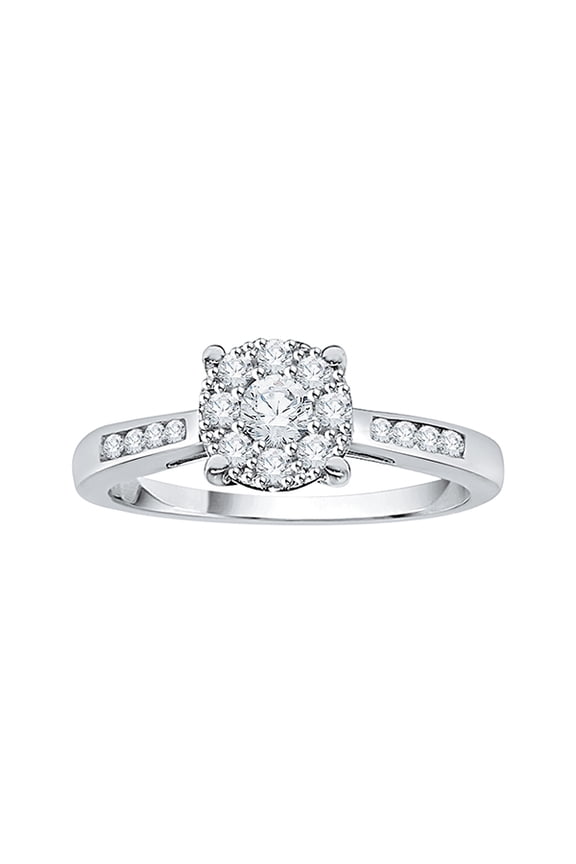Diamond Cluster Engagement Ring in 14K Gold (1/4 cttw) (I-Color, SI3-I1 Clarity)