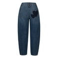 thumbnail image 4 of Byworldtasic Womens Wide Leg Jeans Women Button Stretchy and Breathable Denim Pants Cute Heart Pattern Casual Pants with Pockets Blue, 4 of 6