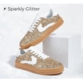 thumbnail image 6 of LUCKY STEP Glitter Fashion Sneakers Retro Sparkly Shiny Casual Shoes,Gold&White,Womens, 6 of 11