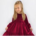 thumbnail image 4 of Larisalt Dresses For Girl,Girls Long Sleeve Velvet Casual Christmas Holiday Shiny Party Dress Red, 4 of 5