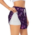 thumbnail image 3 of Lsque Purple Snow Flakes Printed Women's Running Shorts with Liner Pockets,Elastic Quick Dry Workout Athletic Gym Yoga Shorts,Womens High Waist Shorts-X-Large, 3 of 9