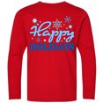 thumbnail image 3 of Inktastic Happy Holidays Blue Snowflakes Long Sleeve Youth T-Shirt, 3 of 5