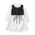 thumbnail image 1 of Xingqing 2 Pcs Robe Chemise Unie pour Bébé Fille avec Bretelles Croisées Nouées, 1 of 10
