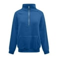 thumbnail image 4 of YUGYXL Half Zipper Sweatshirts for Women Solid Color Long Sleeve Collared Pullover with Pockets Active Outdoor Blouses Blue M, 4 of 9