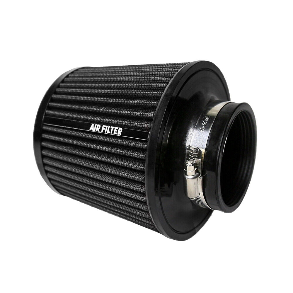 76mm 3" Cold Air Intake Cone Replacement High Flow Inlet Dry Filter Black