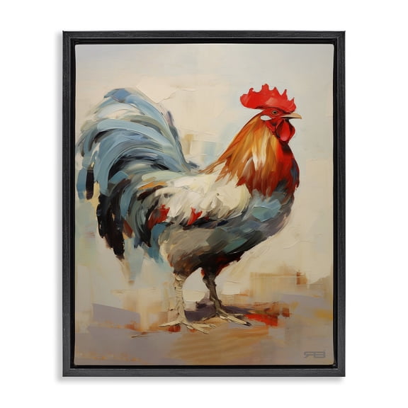 Stupell Industries Rustic Lodge Abstract Farmhouse Hen Black Floating Frame Canvas Art, 17 x 21, by RB