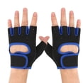 thumbnail image 3 of Guantes unisex para levantamiento de pesas al aire libre, medio dedo, antideslizantes, transpirables, para entrenamiento, fitness, azul+negro M, 3 of 12