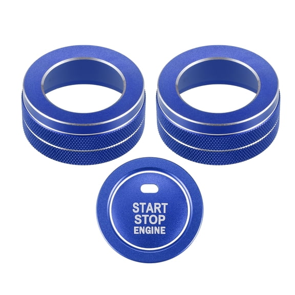 Unique Bargains 4 Pcs AC Climate Control Knob Rings Compatible for Toyota RAV4 2019-2023 Durable Aluminum Alloy Blue