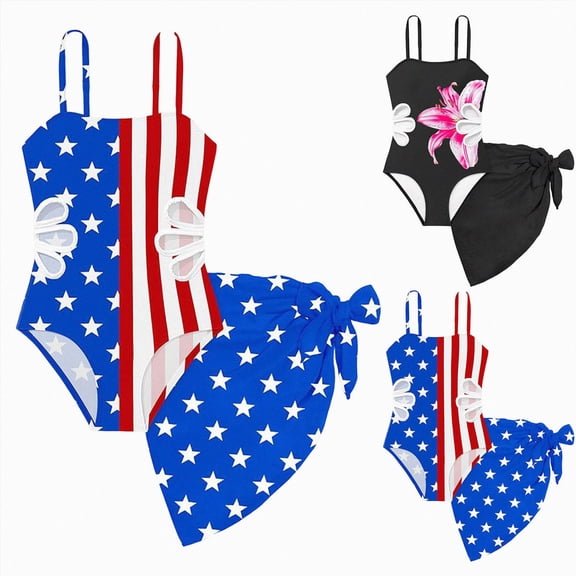 Splozh Cute Swimsuits for Teen Girls One Piece with Skirt, Stylish Bathing Suit for Tween Teenage Girls Beach Swimwear Blue,9-10 Years