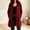 Dark Red, variant on Women’s Hooded Suede Coat, Casual Drawstring Mid‑Length Button Down Fall Winter Trench Coat Jacket