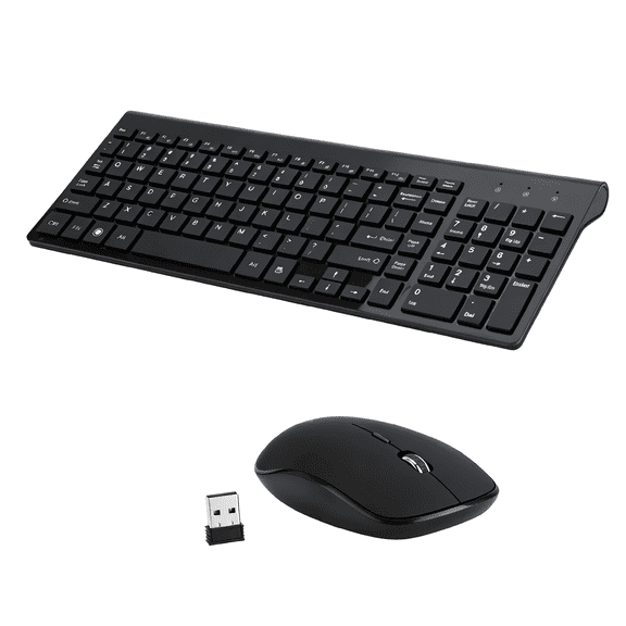Avoben Wireless Keyboard and Mouse Combo for Windows, 2.4 GHz Wireless Unifying USB Receiver, 15 FN Keys, Long Battery Life, Compatible with PC, Laptop