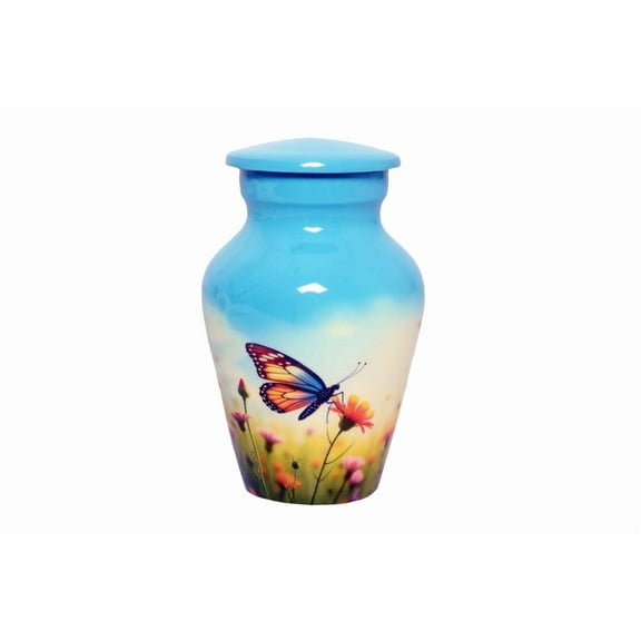Lovely Butterfly Mini Cremation Urn for Ashes (3 cu. in.) – Handcrafted Memorial Keepsake with Velvet Box – Affordable Small Urn for Human Ashes