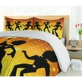 thumbnail image 5 of Ambesonne 70s Party Duvet Cover Sets, Dancing Afro People, 2-Queen, Orange Yellow Black, 5 of 7