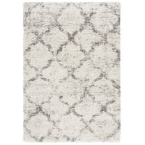 SAFAVIEH Hudson Shag Jacqueline Quatrefoil Area Rug, Ivory/Grey, 5'3" x 7'6"