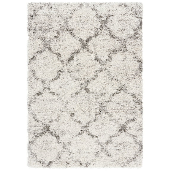 SAFAVIEH Hudson Shag Jacqueline Quatrefoil Area Rug, Ivory/Grey, 5'3" x 7'6"