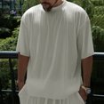thumbnail image 3 of Men's 2 Pieces Shorts Set Ribbed Knit Crew Neck Short Sleeve Shirt Drawstring Waistband Shorts Set, 3 of 7