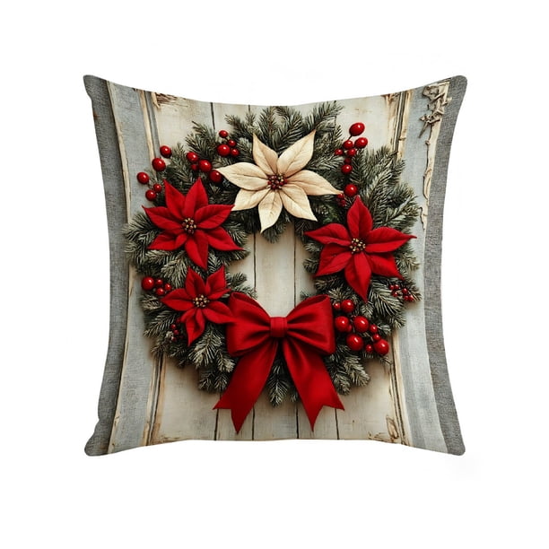 Tapas de Almohada de Navidad Tapas de Almohada de Navidad Tapas de Almohada Decorativas de 17.7x17.7 Pulgadas Tela de Lana Cremallera Oculta Decoración Del Hogar Tapas de Almohada Tamaño Estándar