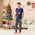 thumbnail image 6 of Odeerbi Christmas Pajamas for Family Holiday Short Sleeve Family Christmas Pajamas Matching Sets Dad Casual Print Top with Bottom Outfits Home Wear Sleepwear Family Matching PJs Set Blue, 6 of 7