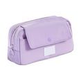 thumbnail image 2 of Yhmxh Simple Style Pencil Storage Bag, Large Capacity Multi-layered Pencil Case Organizer, Practical Aesthetic Fabric Makeup Pouch with Zipper, Sturdy Waterproof Pen Pouch Bag (Purple), 2 of 7