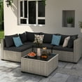 thumbnail image 3 of MRUAKA 5 Pieces Patio Conversation Set, Outdoor Sectional PE Rattan Wicker Furniture Seat,BLACK, 3 of 6