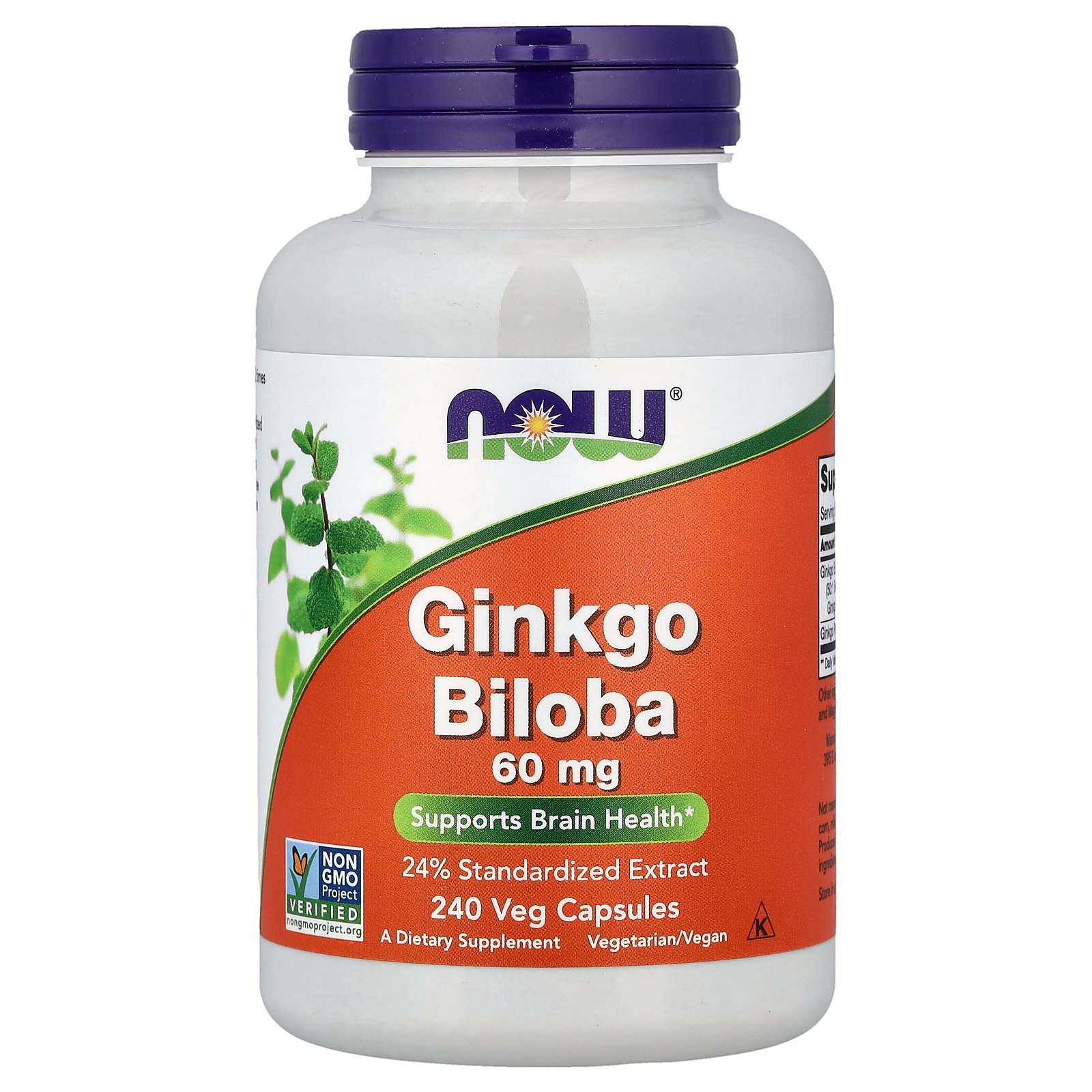 NOW Foods Ginkgo Biloba, 60 mg, 240 Veg Capsules