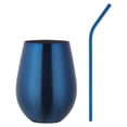 thumbnail image 2 of Stainless Steel Glass, Stemless Glass, Metal Cups, Unbreakable Glasses, Metal Egg Shaped Drinking Cup with Straw, Metal Beverage Mug, Portable Condensation Resistant Drink Cup 1Pcs, 2 of 9